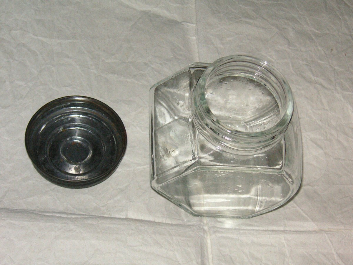 ガラス 駄菓子入れ ガラス小物入れ 昭和頃 アルミ蓋 ガラス瓶 | 村田