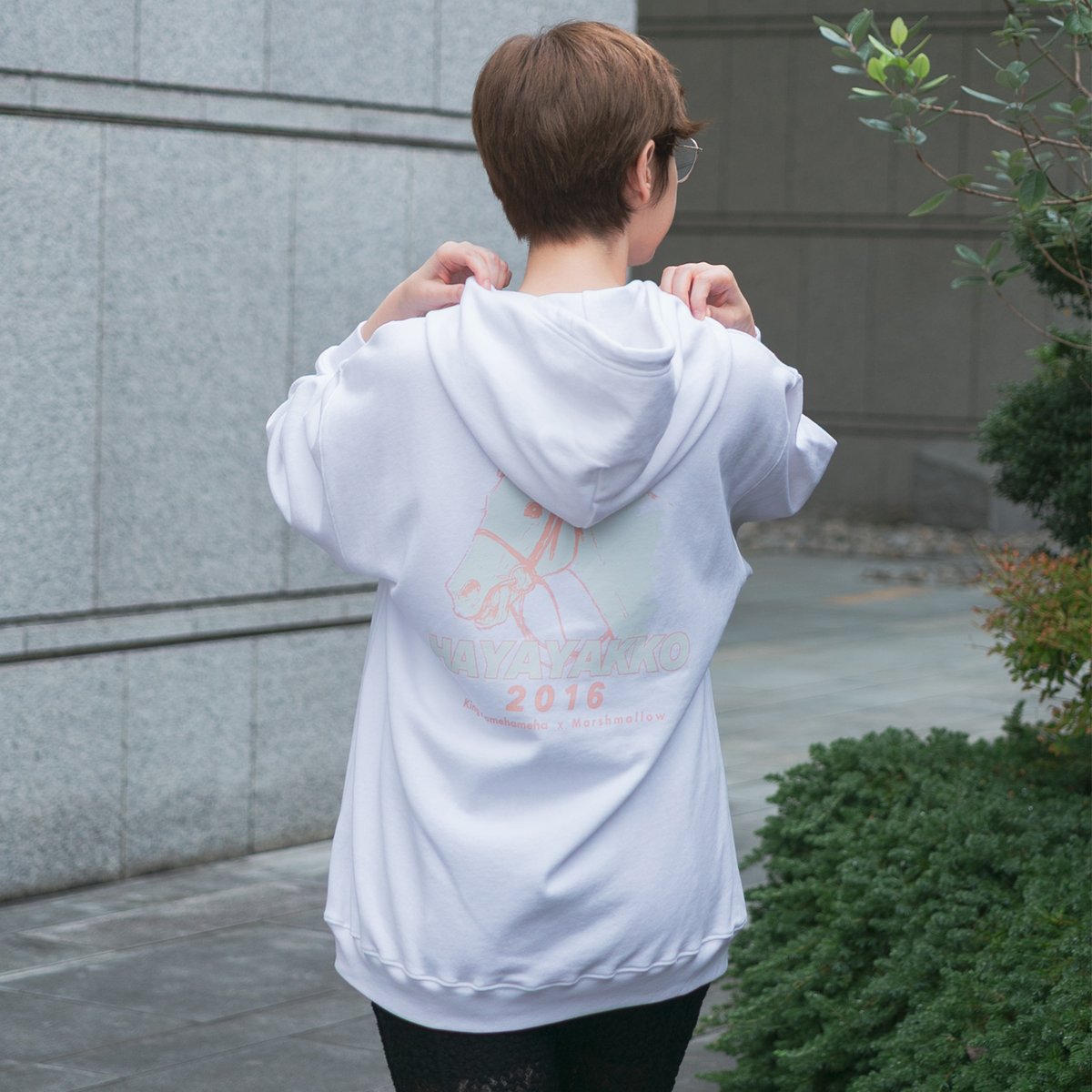 ハヤヤッコ グラフィカルパーカー（白/White） | HORSEGOODSnet