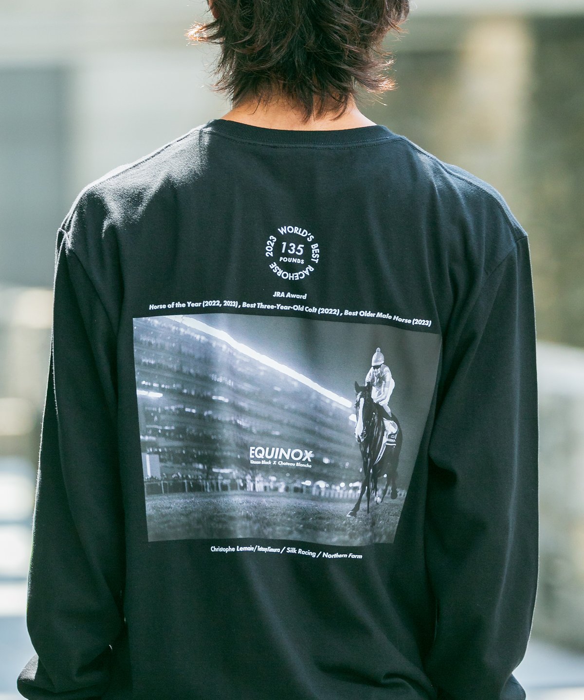 イクイノックス引退記念グラフィカルロングスリーブTシャツ（黒/Black