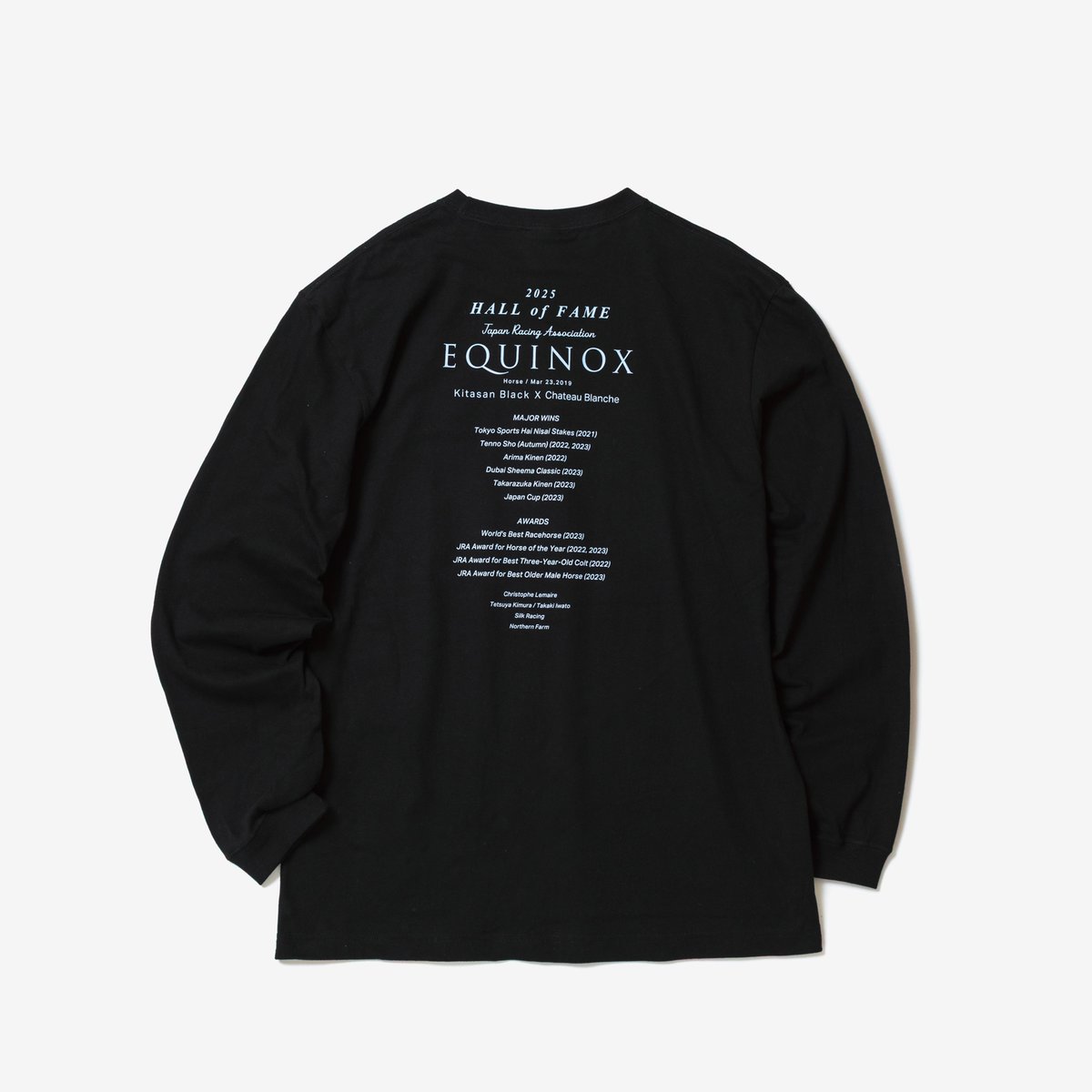 イクイノックス顕彰馬選定記念 グラフィカルロングスリーブTシャツ（黒