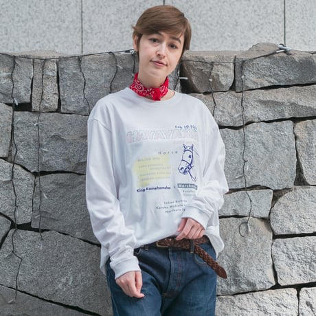 ハヤヤッコ グラフィカルロングスリーブTシャツ（白/White）