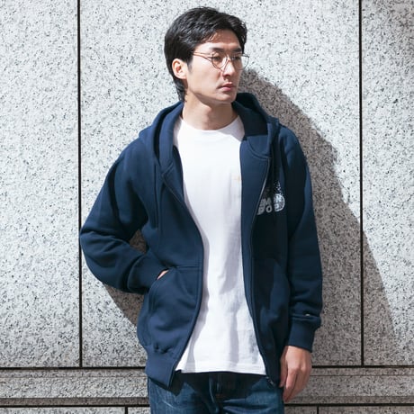 レモンポップ グラフィカルジップパーカー（紺/Navy）