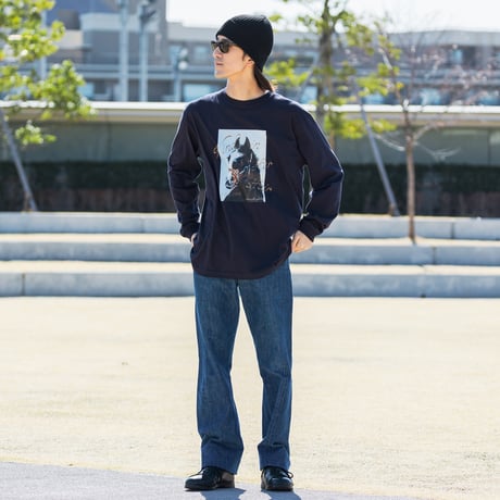 ウインドインハーヘア グラフィカルロングスリーブTシャツ（紺/Navy）