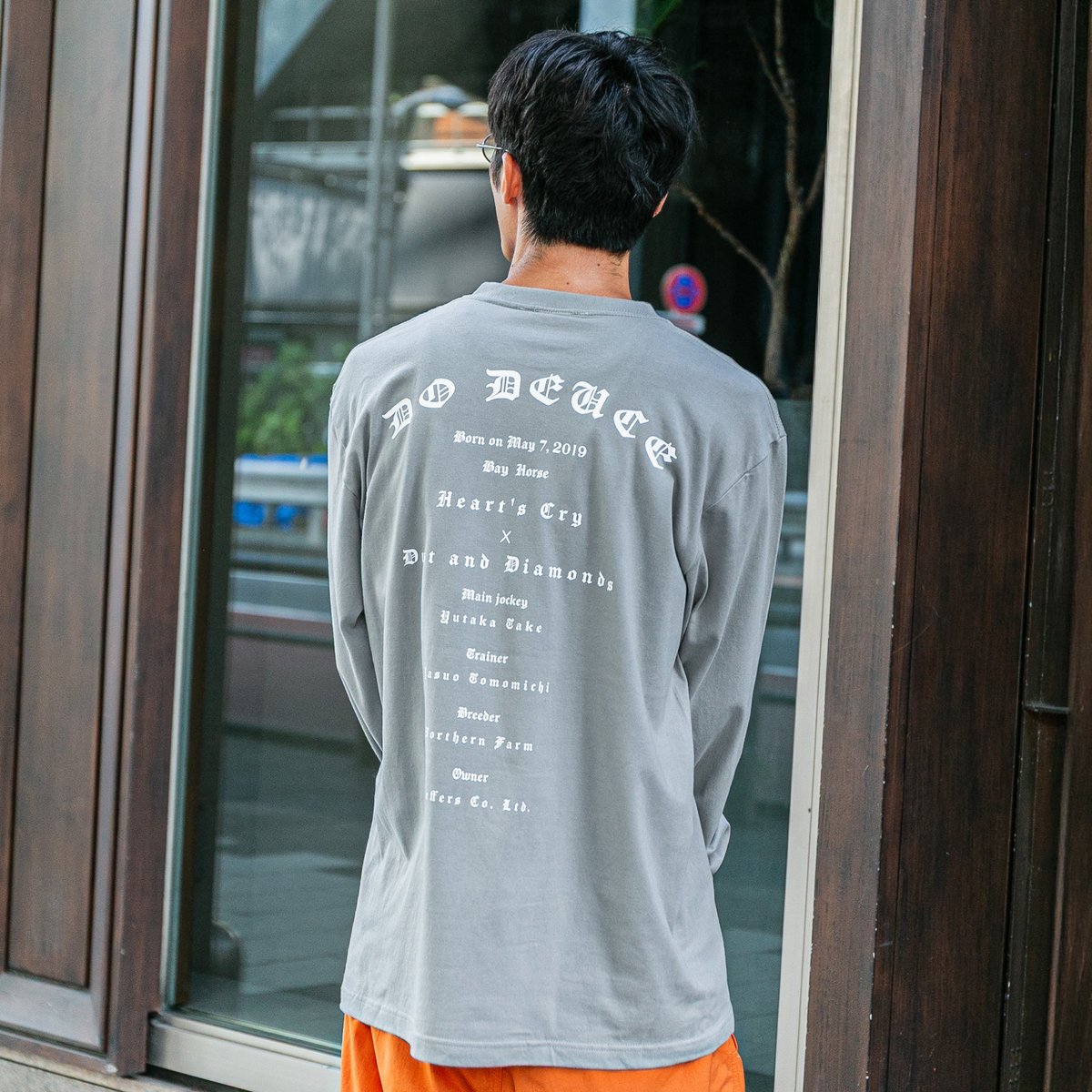 シャルボン　ロングスリーブシャツ　杢グレー ドウデュース グラフィカルロングスリーブTシャツ（グレー/Gray