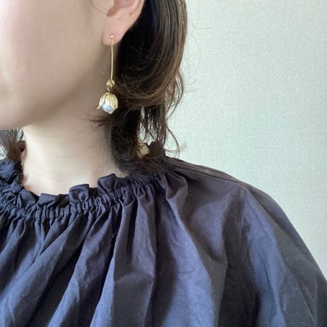 flower pearl long  pierce