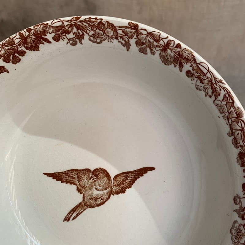 ペクソンヌ窯 茶彩鳥絵ボウル | Antiques そらんじ