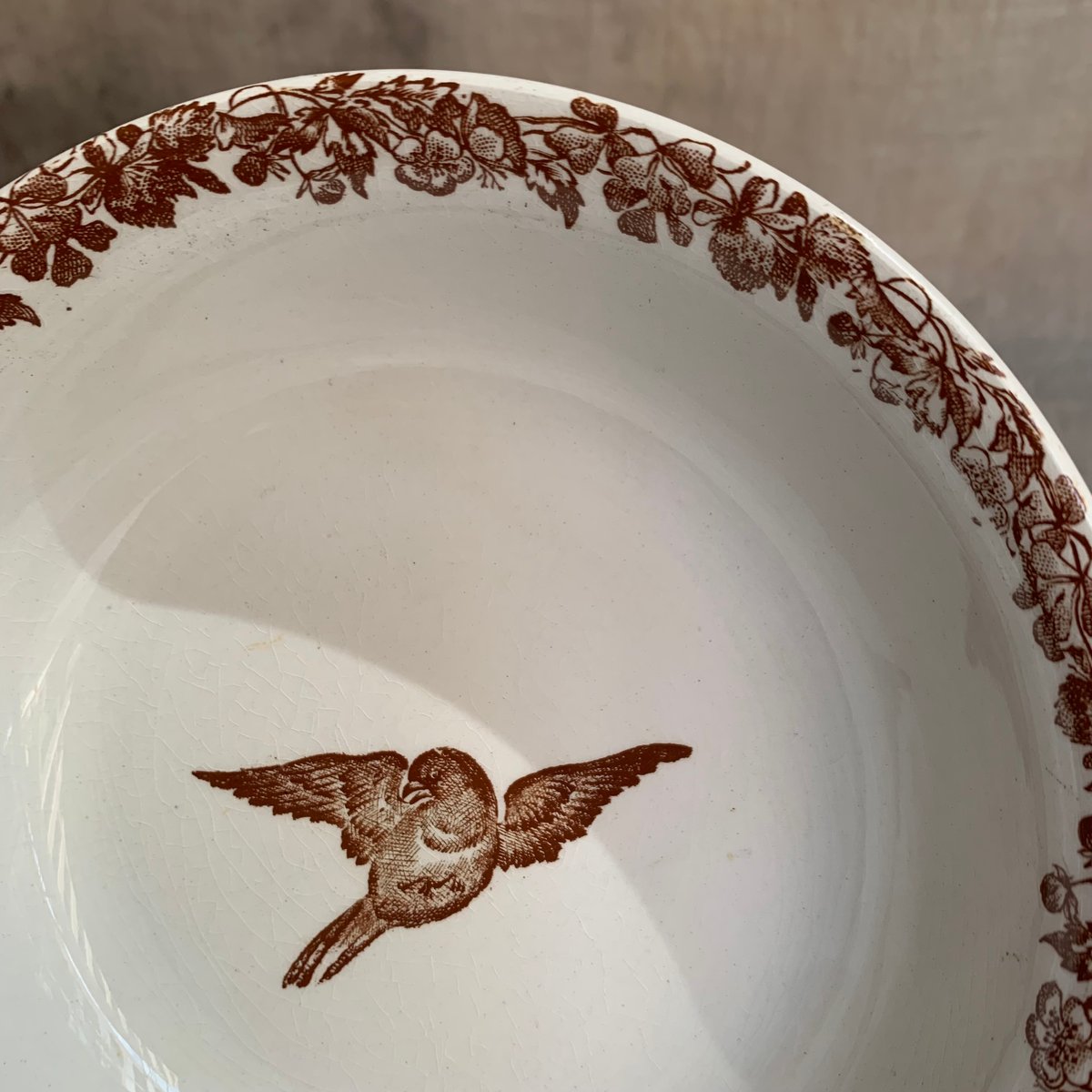 ペクソンヌ窯 茶彩鳥絵ボウル | Antiques そらんじ