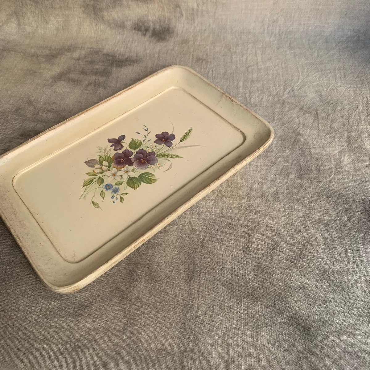 草花絵 木製トレイ | Antiques そらんじ