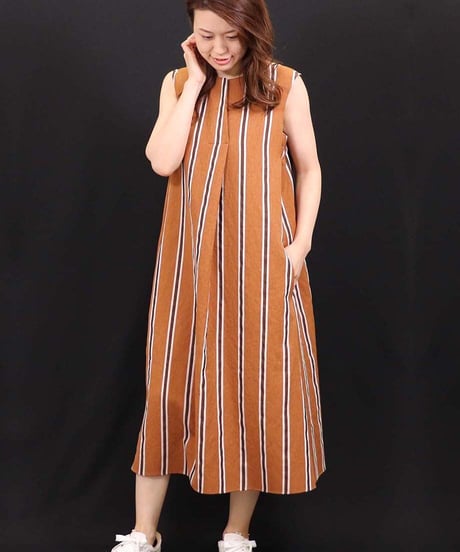 21SS【Something Green】リネンストライプワンピース SG2142026