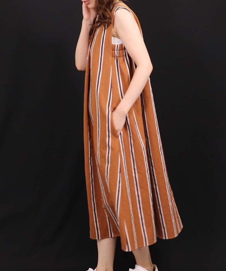 21SS【Something Green】リネンストライプワンピース SG2142026