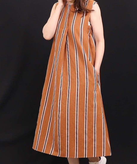 21SS【Something Green】リネンストライプワンピース SG2142026