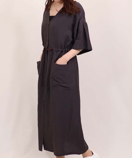 21SS【Something Green】リネンロングカーデワンピース　SG2142025
