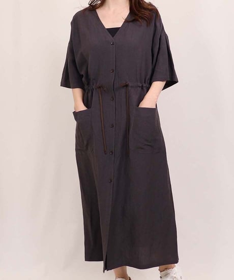 21SS【Something Green】リネンロングカーデワンピース　SG2142025