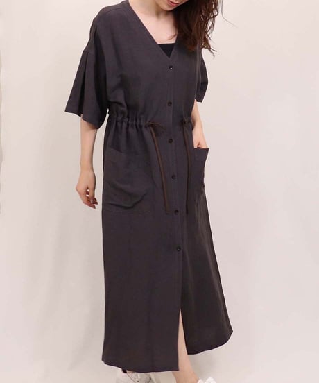 21SS【Something Green】リネンロングカーデワンピース　SG2142025