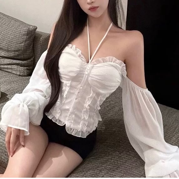 オフショルシースルーフリルトップス 0983 | Dolly