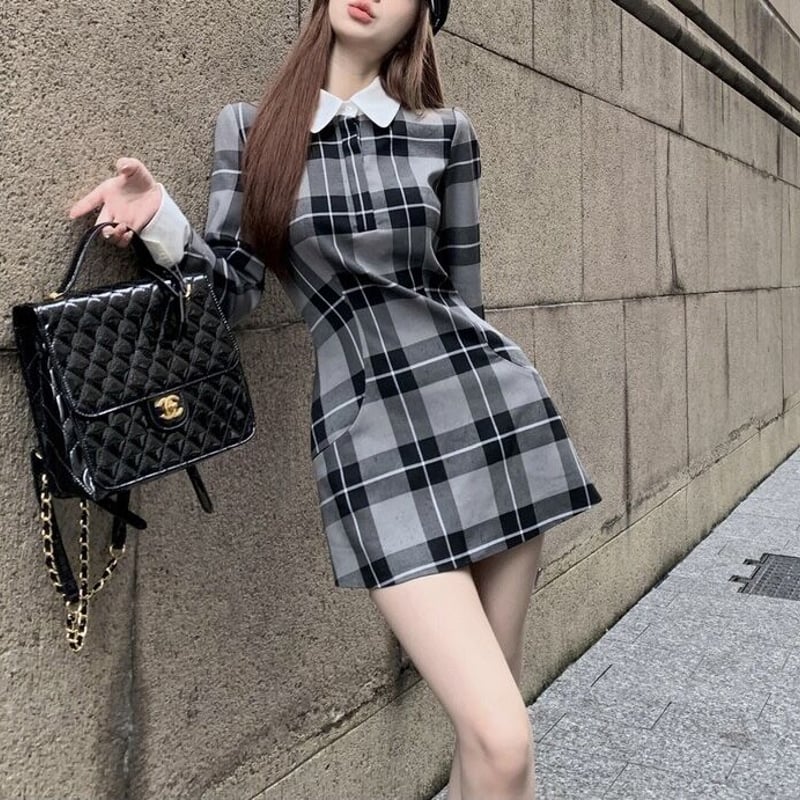 DOLCELICHE ドルチェリーチェ カットワークワンピース グレーチェック カットワークワンピース | DOLCELICHE（ドルチェリーチェ）