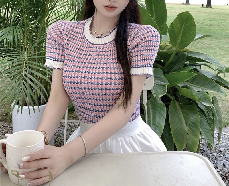 René 美品✨ルネ　ベビーピンク系コットンツイード 38 優しい雰囲気おリボン René 美品✨ルネ ベビーピンク系コットンツイード 38 優しい