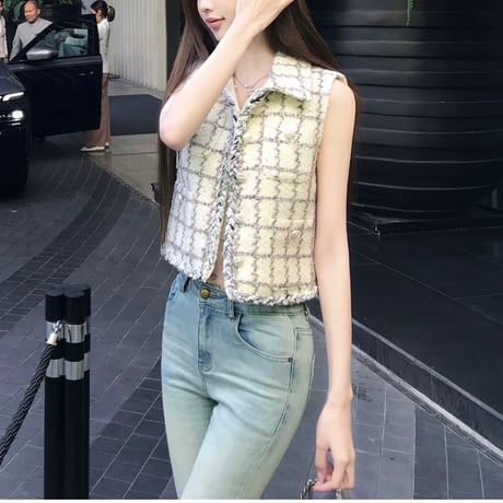 ホワイトツイードエレガントセットアップ　1086