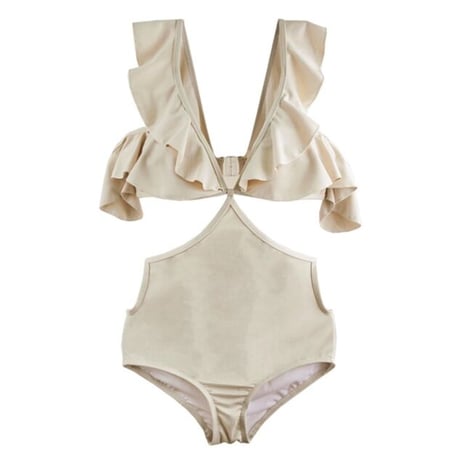 フリルホワイトワンピースSWIM WEAR　0189