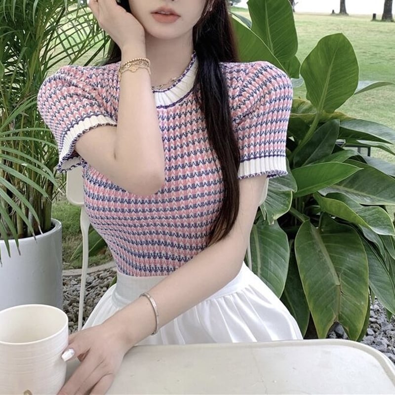 ラウンドネックピンクニット 0412 | Dolly