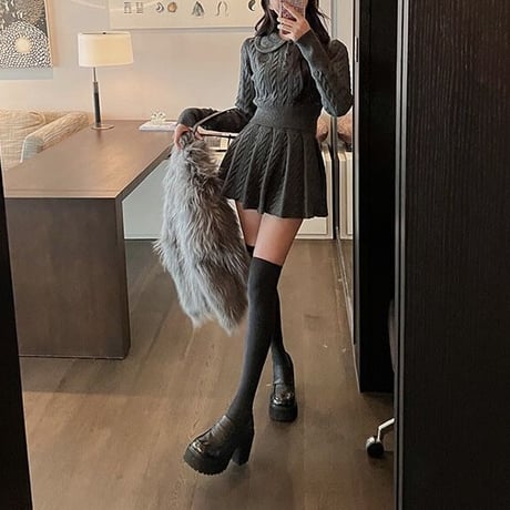 ニットフェミニンプリーツセットアップ　0746