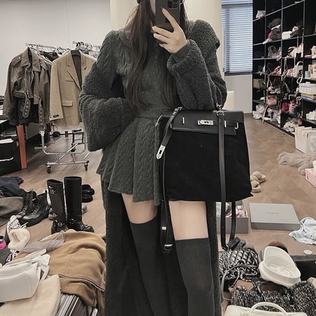 ニットフェミニンプリーツセットアップ　0746