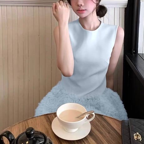 シンプルフレアノースリーブワンピ　1145