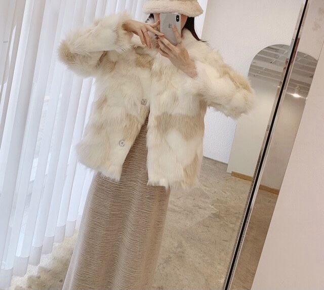 クリーム色 ファーコート 専用 2wayフェイクファーカラーフレアコート/MAJESTIC LEGON