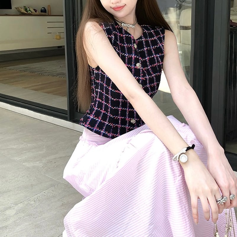 ピンクブラックツイードトップス 0890 | Dolly