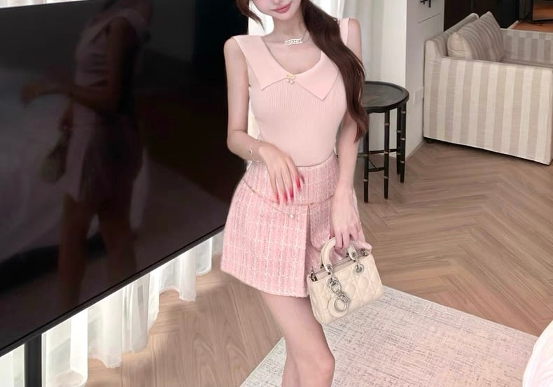 ツイードピンクチェーンスカート 1226 | Dolly