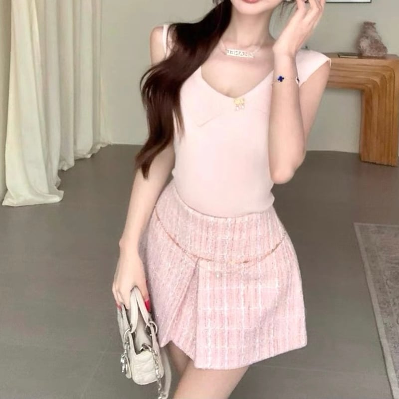 【新品未使用】定価42,900円　エリザ　ツイードスカート　ピンク トランテアン ソン ドゥ モード 31 Sons de mode ツイードミニ