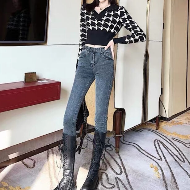 千鳥柄ニットトップス 0010 | Dolly