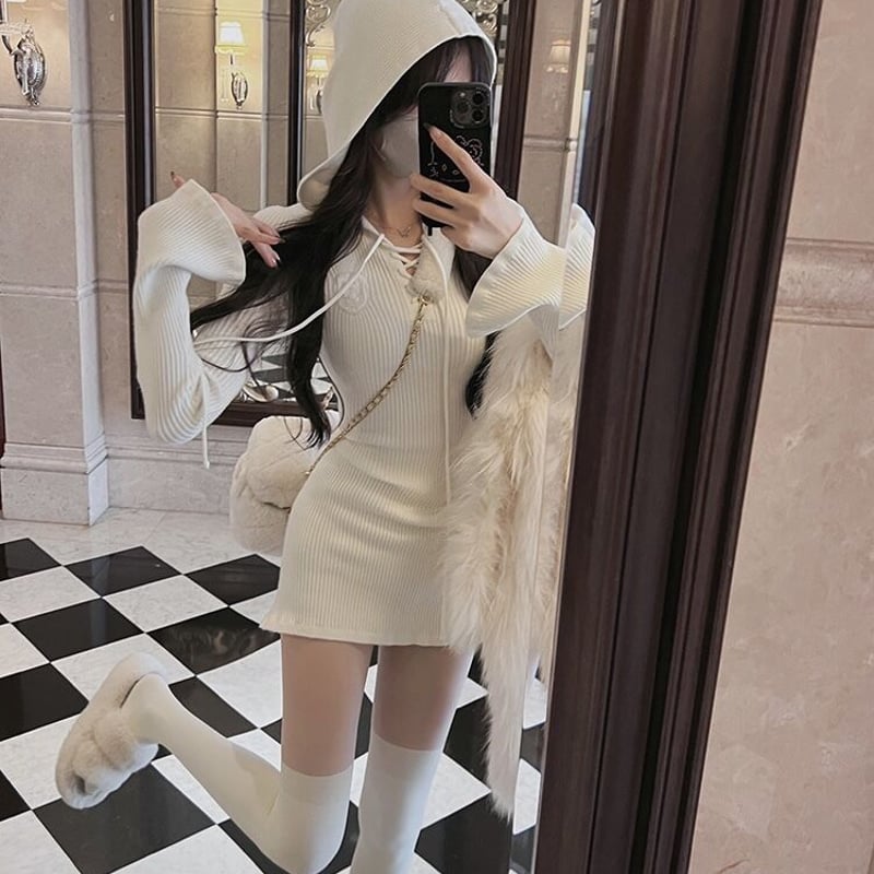 ネッククロスフードニットワンピ 0759 | Dolly ネッククロスフードニットワンピ 0759 | Dolly