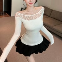 レースオフショルビジュートップス　1336