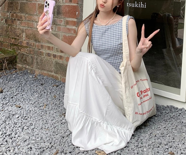 パステルブルーギンガムチェックトップス 0870 | Dolly