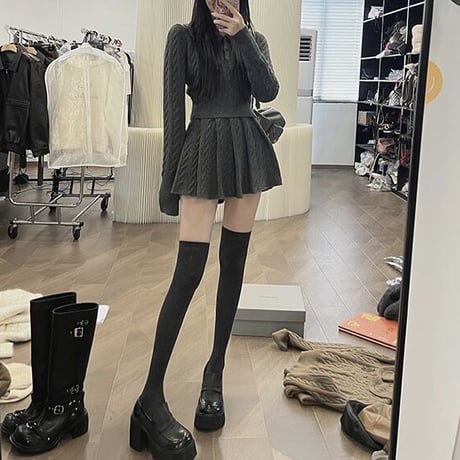 ニットフェミニンプリーツセットアップ　0746