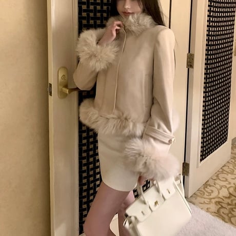 ピンクデザインファージャケット　1040