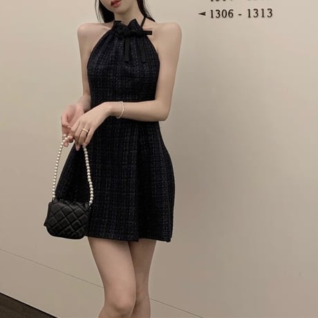 ホルターネックツイードワンピ　1394