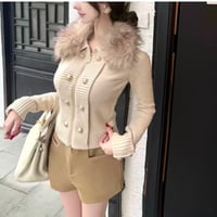 フェイクファーフレンチニットジャケット　1286