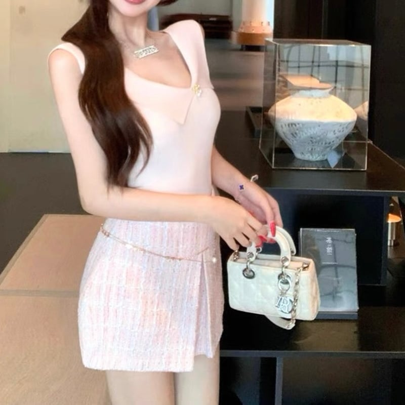 【新品未使用】定価42,900円　エリザ　ツイードスカート　ピンク トランテアン ソン ドゥ モード 31 Sons de mode ツイードミニ