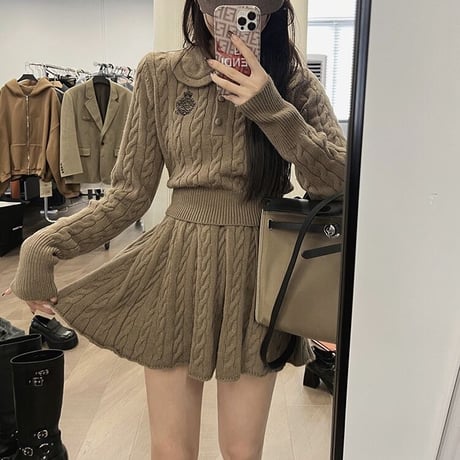 ニットフェミニンプリーツセットアップ　0746