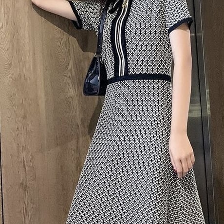 レトロジップポロAラインワンピ　0457