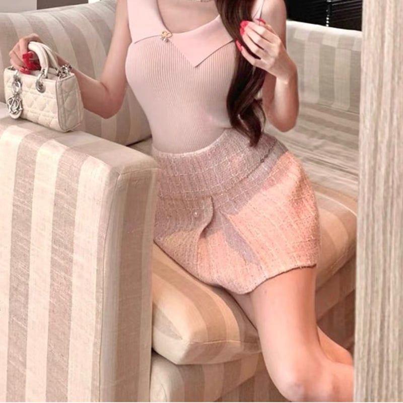 ツイードピンクチェーンスカート 1226 | Dolly