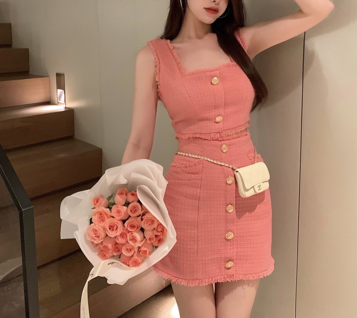 CALLAWAY コーラルピンク セットアップ ノースリーブ スカート