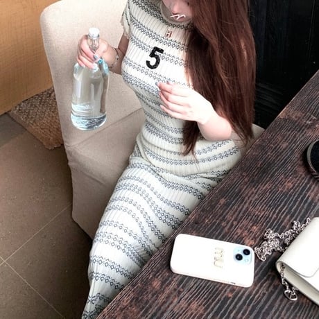 ストライプタイトロングワンピ　0903