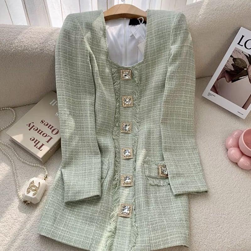 パステルグリーンツイードワンピ 0404 | Dolly