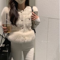 フレンチツイードファーショートコート　0571