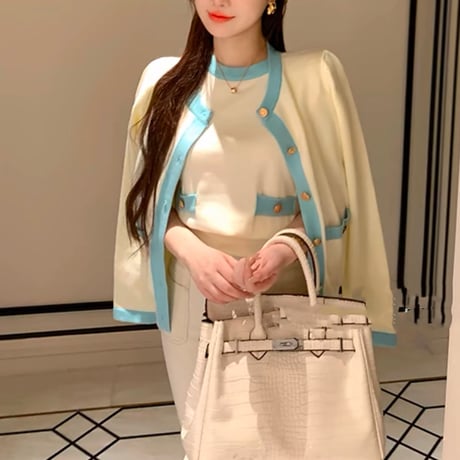 バイカラーフレンチニット２セット　1021