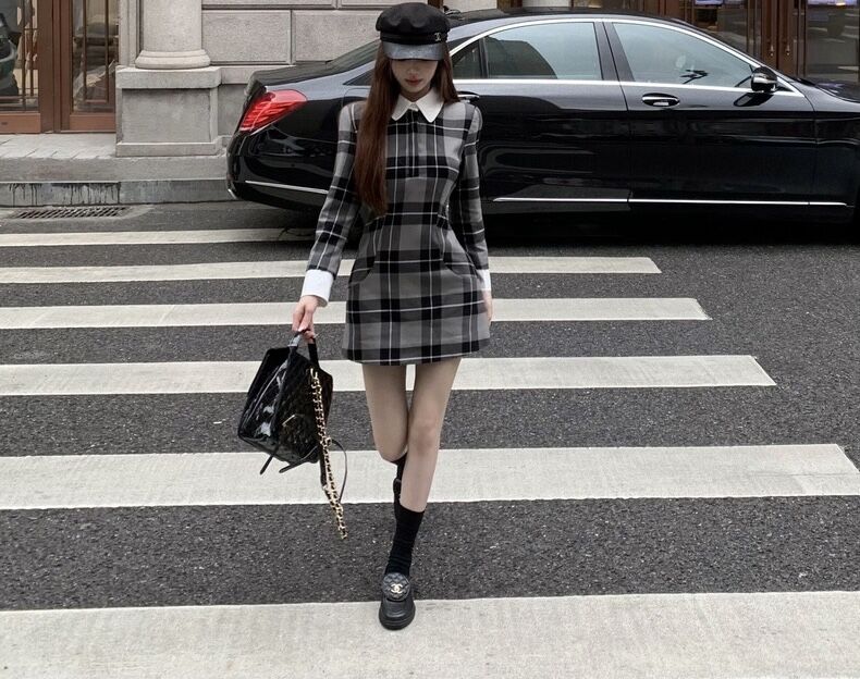 Dolly ブルーネックシックグレーワンピ　1112 Dolly ブルーネックシックグレーワンピ 1112（Dolly ブルー