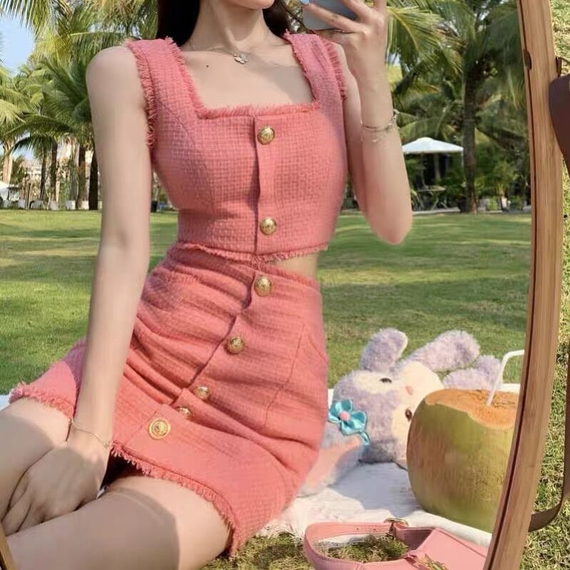 コーラルピンクツイードセットアップ 0426 | Dolly コーラルピンクツイードセットアップ 0426 | Dolly